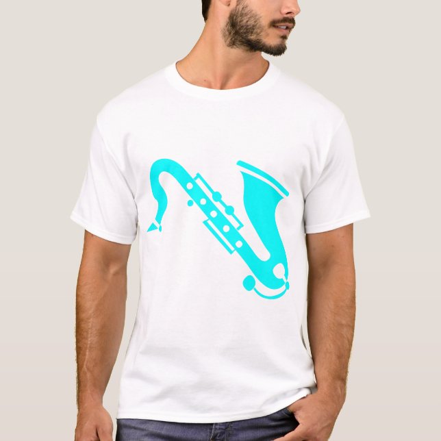T-shirt Saxophone - Cyan (Devant)