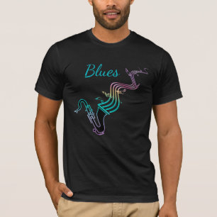 T-shirt Saxophone de musique de bleus et notes musicales