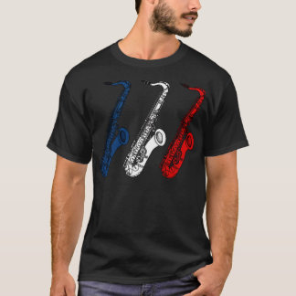 T-shirt Saxophone Drapeau Français Saxophoniste Sax Joueur