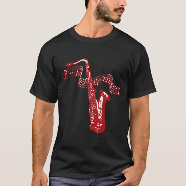T-shirt Saxophone et notes (Devant)