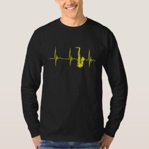 T-shirt Saxophone Heart Beat Pulse Jazz Music Instrument