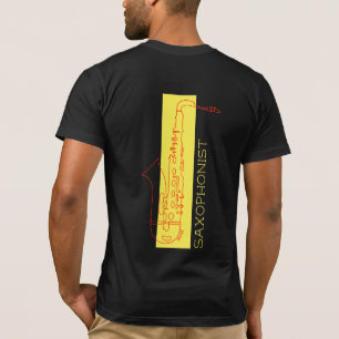 T-shirt Saxophone minimaliste noir rouge moderne Saxophoni