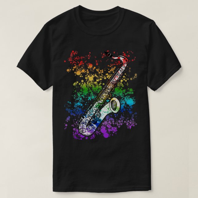T-shirt Saxophone Rainbow Colonnes Saxophoniste Sax Player (Design devant)