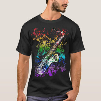 T-shirt Saxophone Rainbow Colonnes Saxophoniste Sax Player