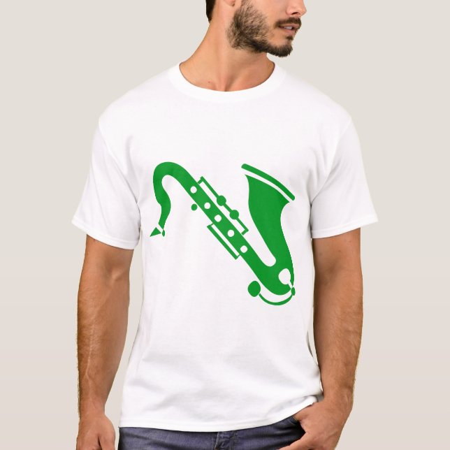 T-shirt Saxophone - Vert herbe (Devant)