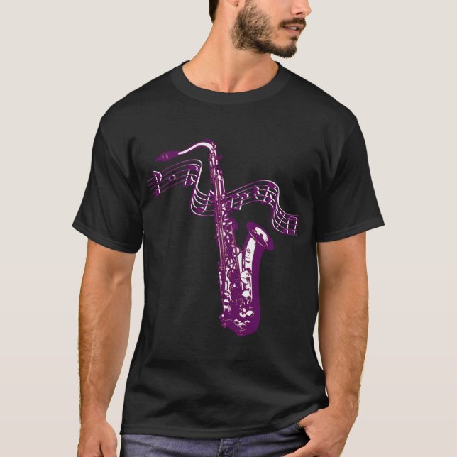 T-shirt Saxophone violet cool (Devant)
