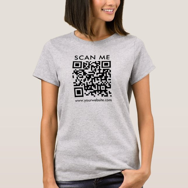 T-shirt Scan Me QR Code Femme Double face Light Steel (Devant)
