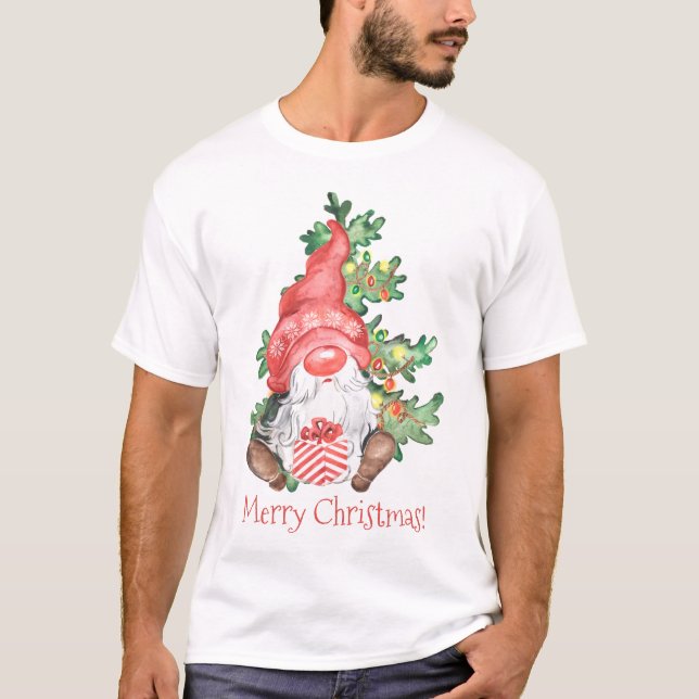 T-shirt Scandinave Joyeux Noël Gnome Amusant (Devant)