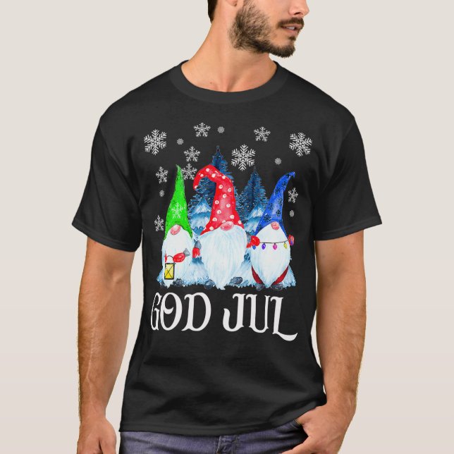 T-shirt Scandinavian Gnomes God Jul Tomte Swedish Christma (Devant)