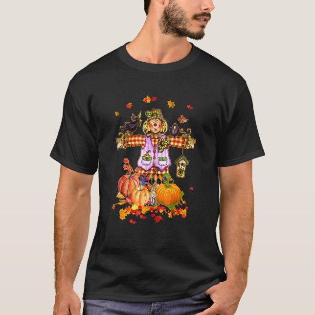 T-shirt Scarecrow Automne Bonjour Automne Citrouille Thank (Devant)