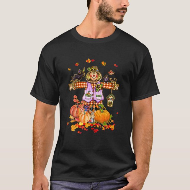 T-shirt Scarecrow Automne Bonjour Automne Citrouille Thank (Devant)
