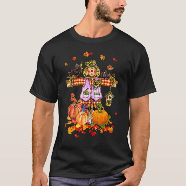 T-shirt Scarecrow Automne Bonjour Automne Citrouille Thank (Devant)