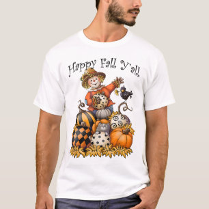 T-shirt Scarecrow Happy Fall Y'all Citrouille Thanksgiving