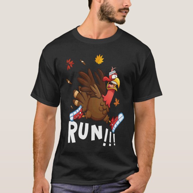 T-shirt Scared Turkey Run  Thanksgiving Running Turkey Tro (Devant)