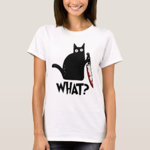 T-shirt Scary Black Cat Dire Quel Mème Meow Comment Hallo