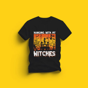 T-shirt Scary Halloween design avec sorcière chauve-souris