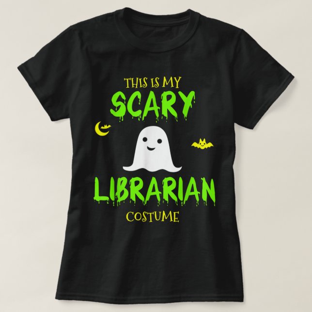 T-shirt Scary Librarian Costume Halloween Lazy Easy (Design devant)