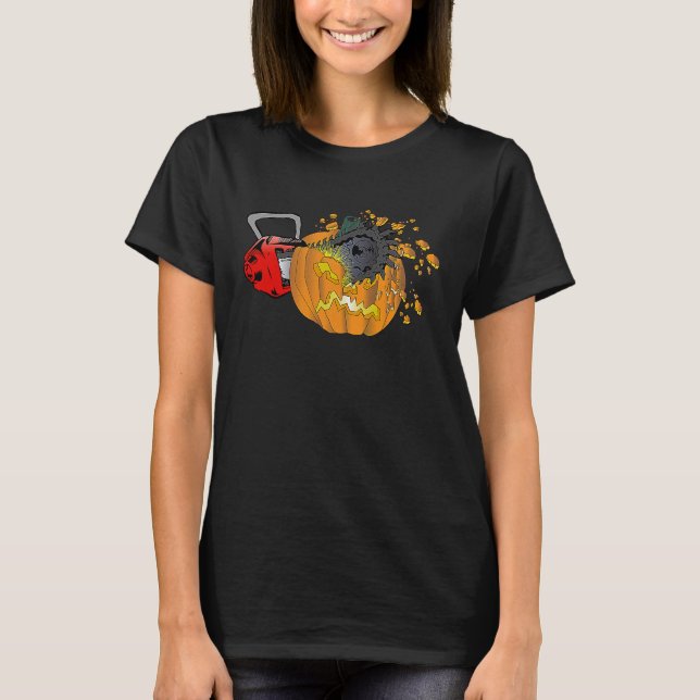 T-shirt Scary Pumpkin Carving Halloween Chainsaw Pumpkin F (Devant)