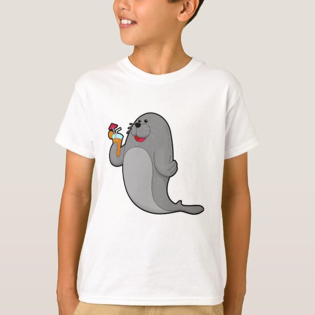 T-shirt Sceau à boire avec du jus (Devant)