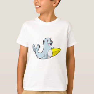 T-shirt Sceau au surf avec Surfboard