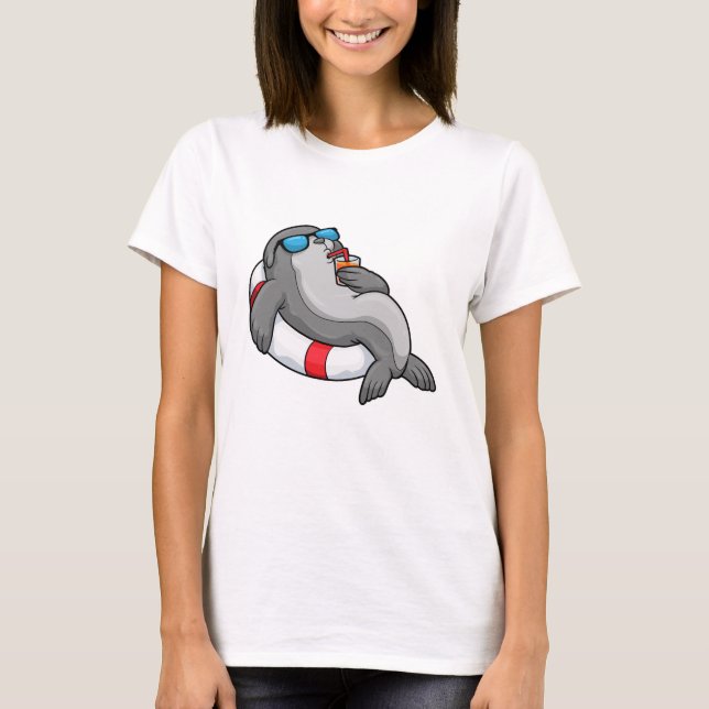 T-shirt Sceau avec anneau de natation et boisson (Devant)