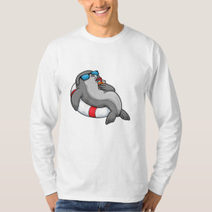 T-shirt Sceau avec anneau de natation et boisson