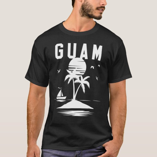 T-shirt Sceau de Guam noir N blanc (Devant)