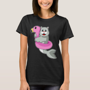 T-shirt Sceau Flamant rose à anneau de nage