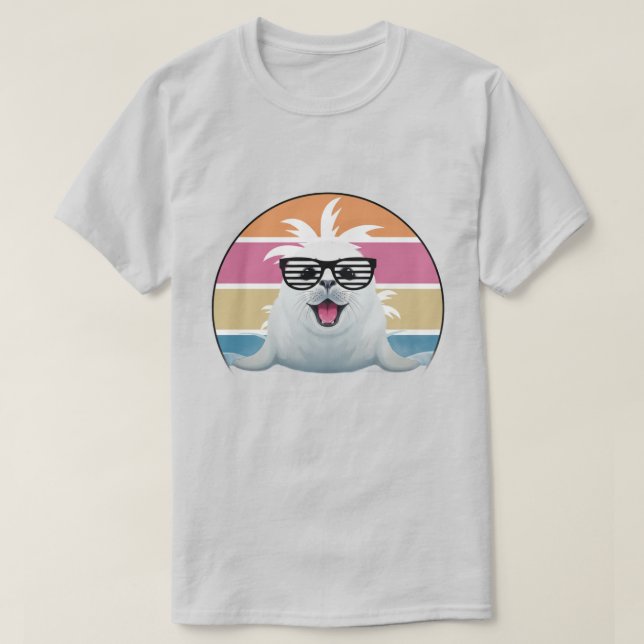 T-shirt Sceau Lunettes de soleil amusant (Design devant)