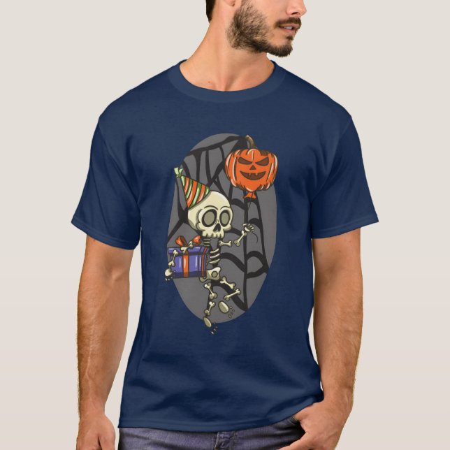 T-shirt Sceleton Halloween amis Anniversaire (Devant)