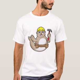 T-shirt Sceller comme charpentier avec marteau et Casquett