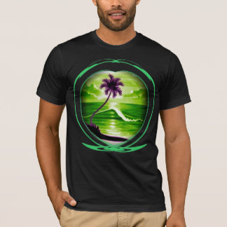 T-shirt Scène automatisée de plage peinte à l'aérosol par