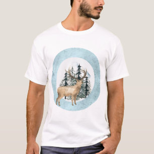 T-shirt Scène de cerfs en hiver