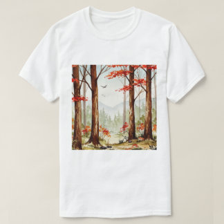 T-shirt Scène de forêt automnale