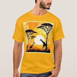 T-shirt Scène de girafe au coucher du soleil de Savannah e