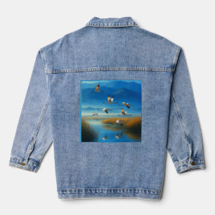T-shirt scène de lac de la nature sereine avec gru