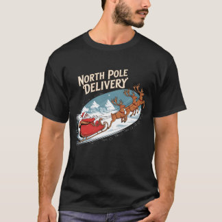 T-shirt Scène de livraison du pôle Nord avec Père Noël et 