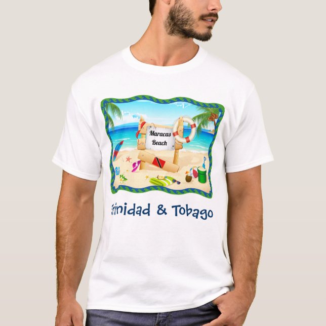 T-shirt Scène de plage de maracas du Trinidad-et-Tobago (Devant)
