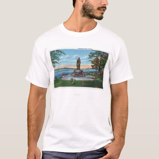 T-shirt Scène de statue en parc de promenade (Devant)