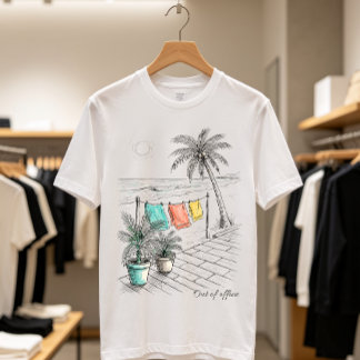 T-shirt Scène de vacances à la plage en dehors du bureau