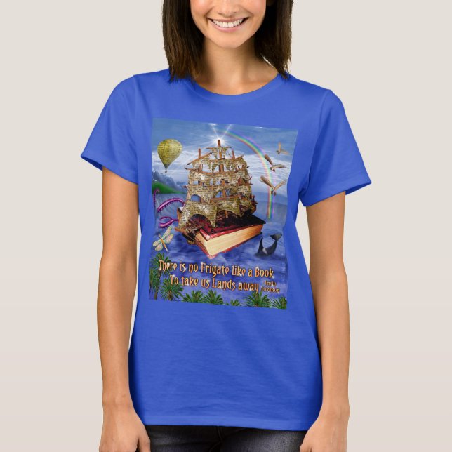 T-shirt Scène d'océan de bateau de livre avec la citation (Devant)