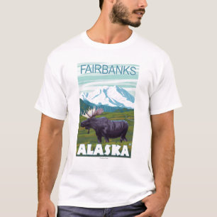 T-shirt Scène d'orignaux - Fairbanks, Alaska
