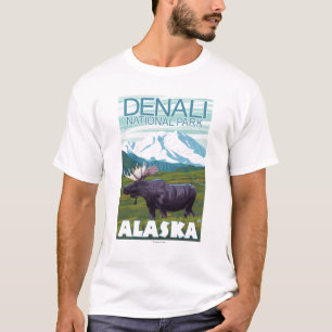 T-shirt Scène d'orignaux - parc national de Denali, Alaska