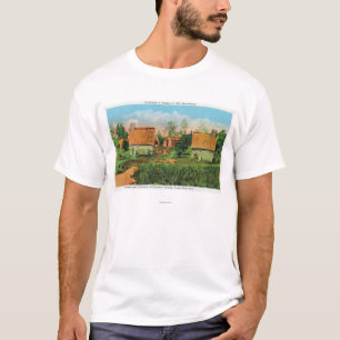 T-shirt Scène du village des pionniers en parc de rivière