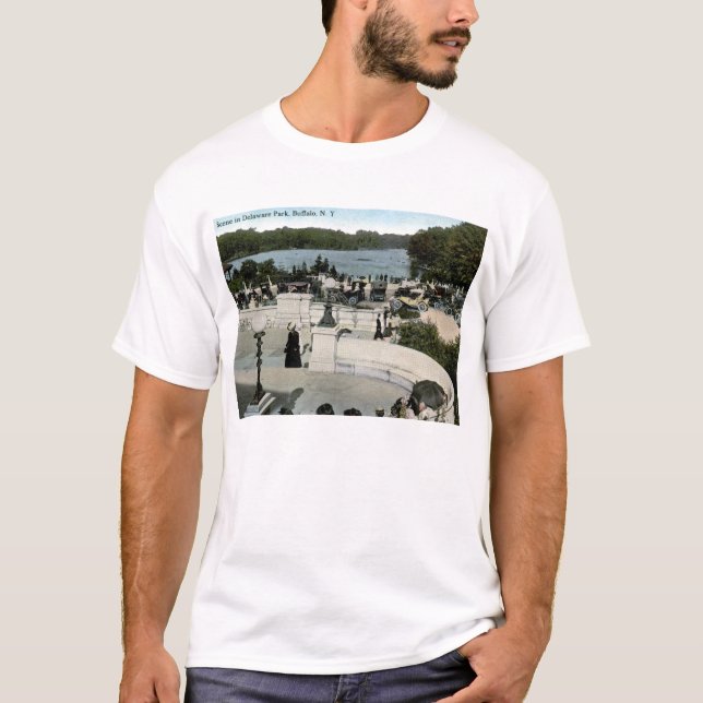 T-shirt Scène en parc du Delaware, cru 1915 de Buffalo NY (Devant)