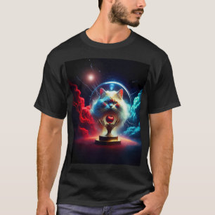 T-shirt Scène Fantastique : Chat Dans Un Globe Avec Pomme