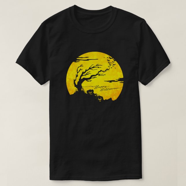 T-shirt Scène Lune éffrayante Halloween Parties scintillan (Design devant)