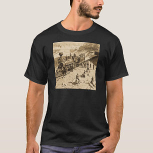 T-shirt Scènes sur la sépia Pacifique de chemin de fer d