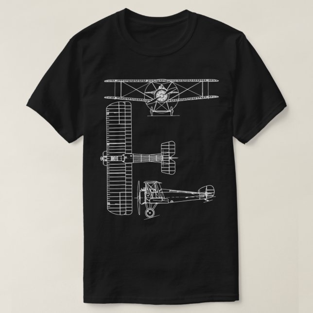 T-shirt Schéma de l'écriture plan plan WW1 de Sopwith Came (Design devant)