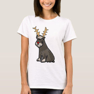 T-shirt Schnauzer drôle avec Noël d'andouillers de renne